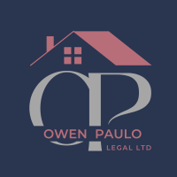 Owen Paulo logo on blue